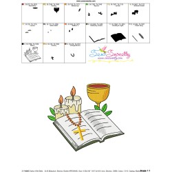 Chalice With Bible And Candles Religious Embroidery Design Pattern-3