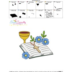 Chalice With Bible Floral Religious Embroidery Design Pattern-3