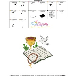 Chalice With Bible And Dove Religious Embroidery Design Pattern-3