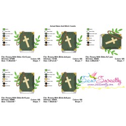 Bible With Cross Necklace Religious Embroidery Design Pattern-2