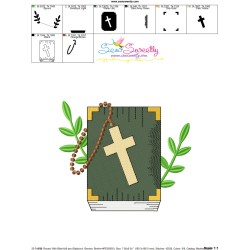 Bible With Cross Necklace Religious Embroidery Design Pattern-3