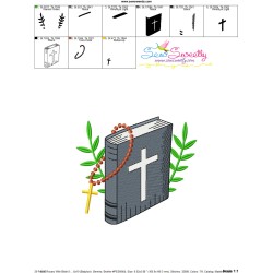 Bible With Cross Necklace-2 Religious Embroidery Design Pattern-3