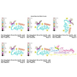 Happy Easter Bunny Ears And Bow Embroidery Lettering Design-2