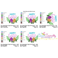 Happy Easter Eggs And Flowers Embroidery Lettering Design-2