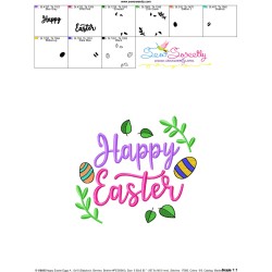 Happy Easter Eggs And Leaves Embroidery Lettering Design-3