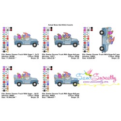 Easter Gnome Truck With Eggs Embroidery Design Pattern-2