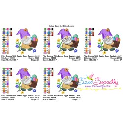Gnome With Easter Eggs Basket Embroidery Design Pattern-2
