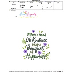 Plant a Seed of Kindness Reap a Bouquet of Happiness Embroidery Design Pattern-3