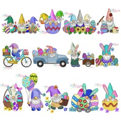 Easter Gnomes Embroidery Design Bundle-1