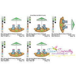 Summer Beach Chairs With Umbrella-2 Embroidery Design Pattern-2