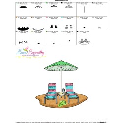 Summer Beach Chairs With Umbrella-2 Embroidery Design Pattern-3
