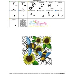 Bees And Sunflowers Quilt Block-10 Embroidery Design Pattern-3
