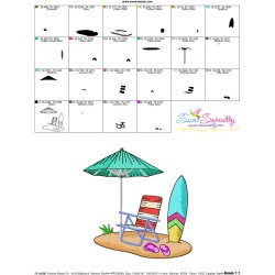 Summer Beach Chair With Umbrella-8 Embroidery Design Pattern-3