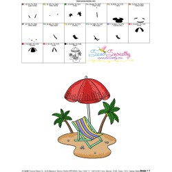 Summer Beach Chair With Umbrella-6 Embroidery Design Pattern-3