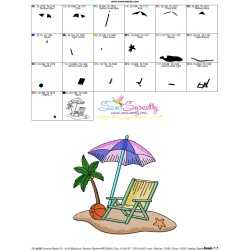 Summer Beach Chair With Umbrella-5 Embroidery Design Pattern-3