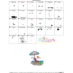 Summer Beach Chair With Umbrella-3 Embroidery Design Pattern-3