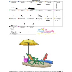 Summer Beach Chair With Umbrella-4 Embroidery Design Pattern-3