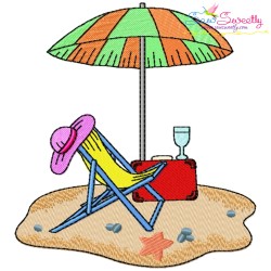 Summer Beach Chair With Umbrella-1 Embroidery Design Pattern-1
