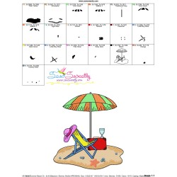 Summer Beach Chair With Umbrella-1 Embroidery Design Pattern-3