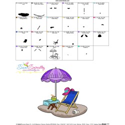 Summer Beach Chair With Umbrella-2 Embroidery Design Pattern-3