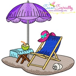 Summer Beach Chairs With Umbrella Embroidery Design Bundle-4