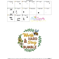 Work Hard And Stay Bumble Bee Frame Embroidery Design Pattern-3