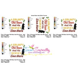 A Grumpy Old Bear And His Honey Live Here Embroidery Design Pattern-3