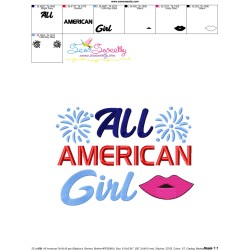 All American Girl Patriotic Embroidery Design Pattern-3