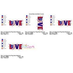 Love American Flag Heart Patriotic Embroidery Design Pattern-2