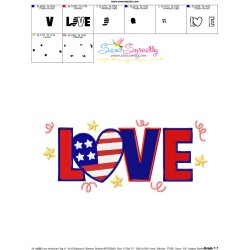 Love American Flag Heart Patriotic Embroidery Design Pattern-3