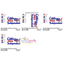 Little Miss Independent Patriotic Embroidery Design Pattern-2