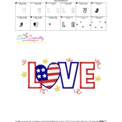 Love American Flag Heart Patriotic Applique Design Pattern-3