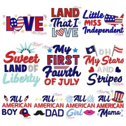 4th of July Lettering Embroidery Design Bundle-1