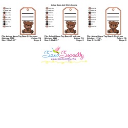 Animal Name Tag Bear ITH Embroidery Design Pattern With Free Font-3