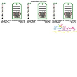 Animal Name Tag Elephant ITH Embroidery Design Pattern With Free Font-3