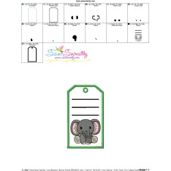 Animal Name Tag Elephant ITH Embroidery Design Pattern With Free Font-4