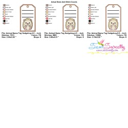 Animal Name Tag Hedgehog ITH Embroidery Design Pattern With Free Font-3