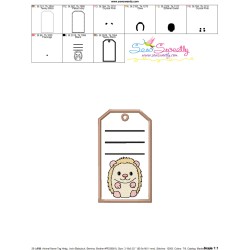 Animal Name Tag Hedgehog ITH Embroidery Design Pattern With Free Font-4