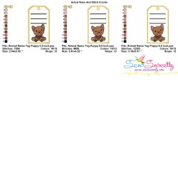 Animal Name Tag Puppy ITH Embroidery Design Pattern With Free Font-3