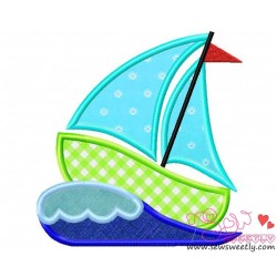 Green Sailboat Applique Design Pattern-1
