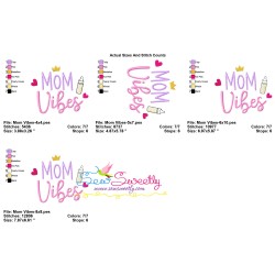 Mom Vibes Baby Quote Embroidery Design Pattern-2