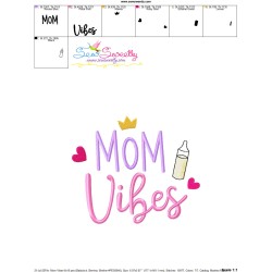 Mom Vibes Baby Quote Embroidery Design Pattern-3