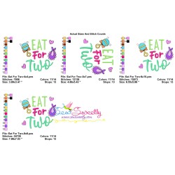 Eat For Two Baby Quote Embroidery Design Pattern-2