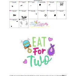 Eat For Two Baby Quote Embroidery Design Pattern-3