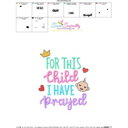 For This Child I Have Prayed Baby Quote Embroidery Design Pattern-3