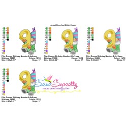 Gnome Birthday Number-9 Embroidery Design Pattern-2
