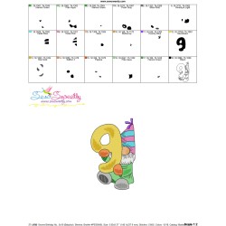 Gnome Birthday Number-9 Embroidery Design Pattern-3