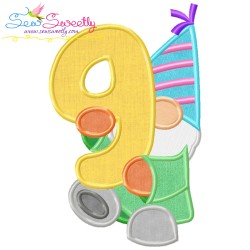 Gnome Birthday Number-9 Applique Design Pattern-1