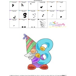 Gnome Birthday Number-8 Embroidery Design Pattern-3