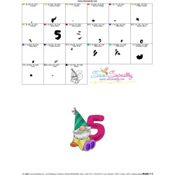 Gnome Birthday Number-5 Embroidery Design Pattern-3